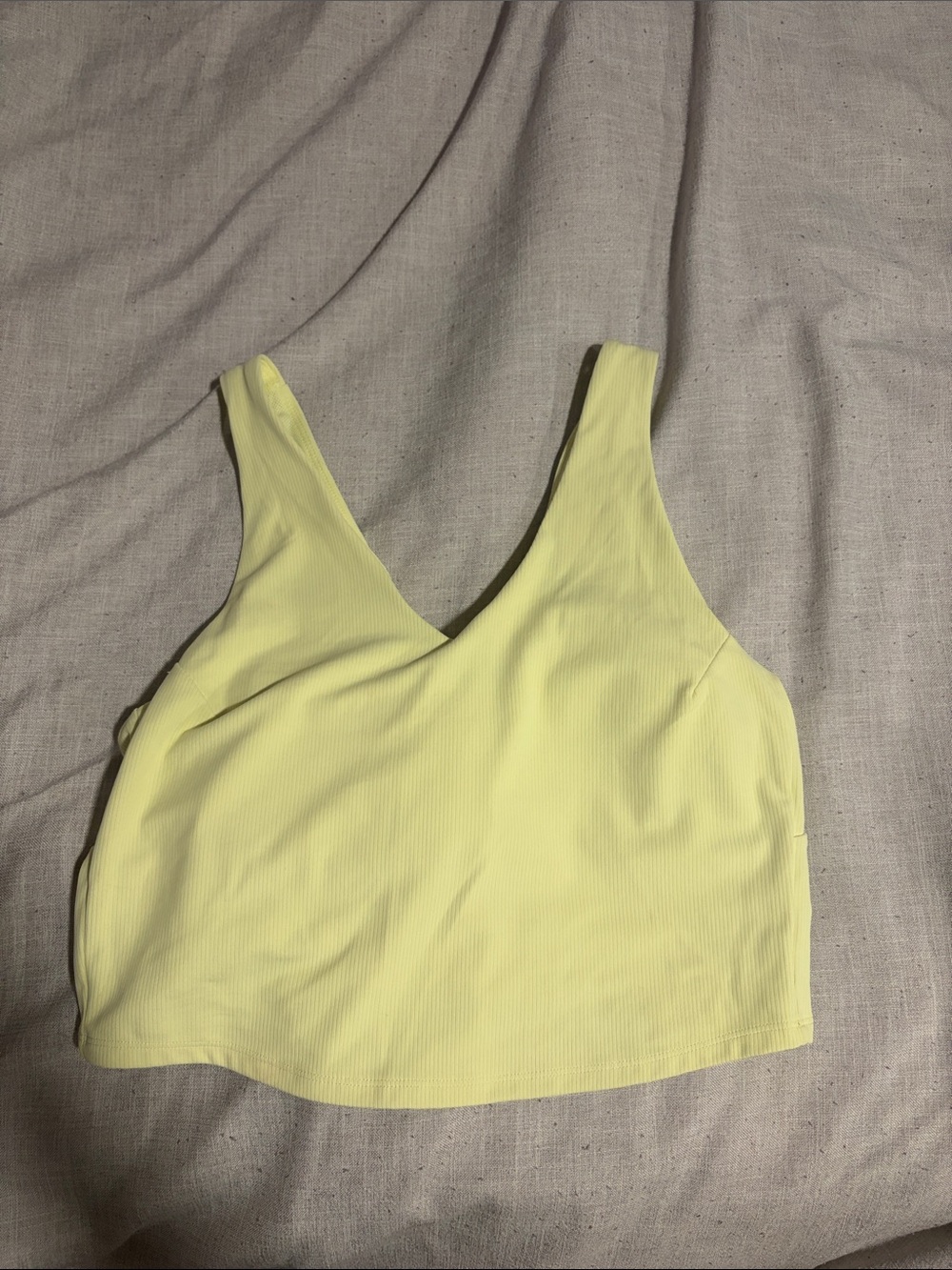 all in motion Pale Yellow Ribbed V-Neck Crop Tank